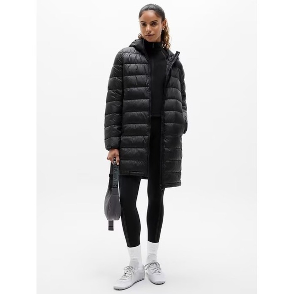 Athlete Aire Black Hooded Puffer‎ Parka Jacket  Zip Front Women's New With Tags
